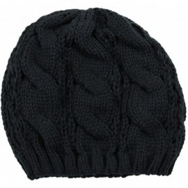 Berets Warm Chuncky Knit Over Size Cable Beanie Beret- Dark Gray - C411VC7YKCV $10.20