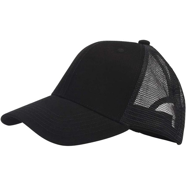 Baseball Caps Classic Mesh Hat Women Men for Outdoor Sports Baseball Cap Adjustable Velcro - Black - C218WHM5HQQ $10.39