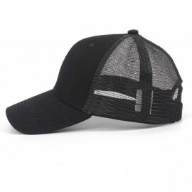 Baseball Caps Classic Mesh Hat Women Men for Outdoor Sports Baseball Cap Adjustable Velcro - Black - C218WHM5HQQ $10.39