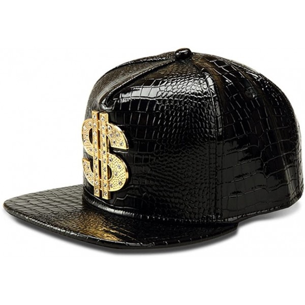 Baseball Caps NYU14 The New Crocodile Baseball caps Alloy Dollar Flat-Brimmed hat Hip-hop hat - Black - CQ12FQS35JP $13.55