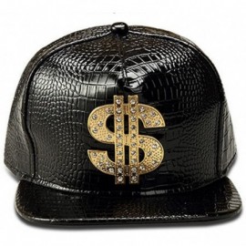 Baseball Caps NYU14 The New Crocodile Baseball caps Alloy Dollar Flat-Brimmed hat Hip-hop hat - Black - CQ12FQS35JP $13.55