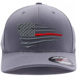 Baseball Caps Thin Red Line Waving USA Flag. Embroidered. 6477 Wool Blend Cap - Grey - CE1808IU84I $44.83
