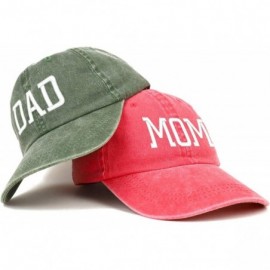 Baseball Caps Capital Mom and Dad Pigment Dyed Couple 2 Pc Cap Set - Red Olive - C318I9N6YZH $31.11