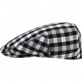 Newsboy Caps Men's Light Weight Cotton Plaid Summer Newsboy Flat Ivy Driving Cap - Black-white Check - CE18UK0IWAA $16.96