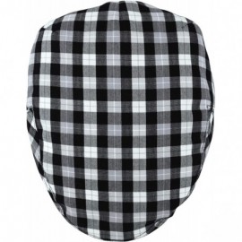 Newsboy Caps Men's Light Weight Cotton Plaid Summer Newsboy Flat Ivy Driving Cap - Black-white Check - CE18UK0IWAA $16.96