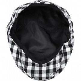 Newsboy Caps Men's Light Weight Cotton Plaid Summer Newsboy Flat Ivy Driving Cap - Black-white Check - CE18UK0IWAA $16.96