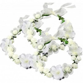 Headbands Flower Crown White Girls Headband - Headpiece Artificial Roses Wedding Bridal - Floral Boho Kids Toddler - CR18E7TS...