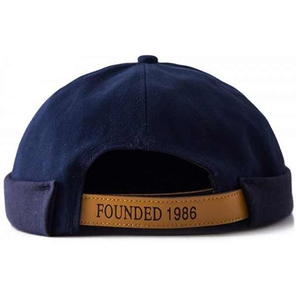 Skullies & Beanies No Brim Docker Leon Beanie Cap Rolled Cuff Retro Worker Sailor Cap - Navy Blue - CV18H30TW2A $9.49