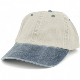 Baseball Caps Low Profile Blank Two-Tone Washed Pigment Dyed Cotton Dad Cap - Beige Navy - CJ12O1EUGYS $23.93