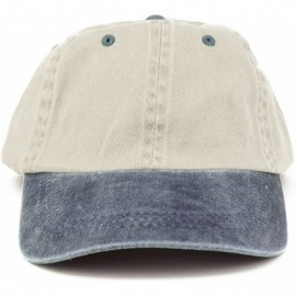Baseball Caps Low Profile Blank Two-Tone Washed Pigment Dyed Cotton Dad Cap - Beige Navy - CJ12O1EUGYS $10.53