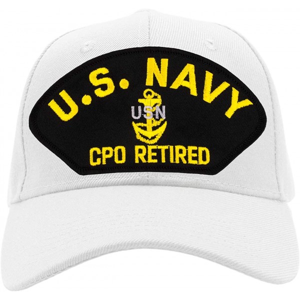 Baseball Caps US Navy CPO Retired Hat/Ballcap (Black) Adjustable One Size Fits Most - White - CM18LZ4D9I7 $22.85