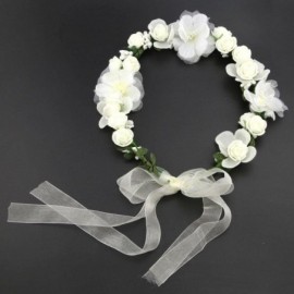 Headbands Flower Crown White Girls Headband - Headpiece Artificial Roses Wedding Bridal - Floral Boho Kids Toddler - CR18E7TS...