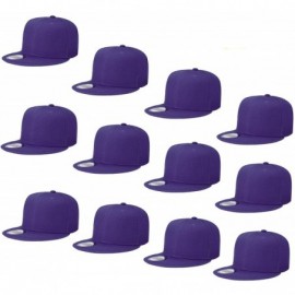 Baseball Caps Wholesale 12 Pack Snapback Hat Cap Hip Hop Style Flat Bill Blank Solid Color Adjustable Size - 12-pack Purple -...
