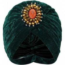 Skullies & Beanies Women's Ruffle Turban Hat Knit Turban Headwraps with Detachable Crystal Brooch for 1920s Gatsby Party - Z-...