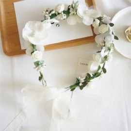 Headbands Flower Crown White Girls Headband - Headpiece Artificial Roses Wedding Bridal - Floral Boho Kids Toddler - CR18E7TS...