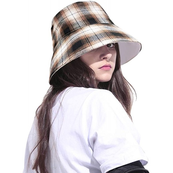 Bucket Hats Plaid Tartan Bucket Hats for Women Vintage Rollable Fisherman Sun Cap - C-multicolor - CX18QO0UDHM $10.73