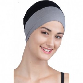 Baseball Caps Unisex Bamboo Sleep Caps for Cancer- Hair Loss - Chemo Caps - Wrap-fit Black/Grey - C718WQRUIOG $8.79