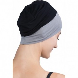 Baseball Caps Unisex Bamboo Sleep Caps for Cancer- Hair Loss - Chemo Caps - Wrap-fit Black/Grey - C718WQRUIOG $8.79