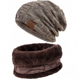 Skullies & Beanies Mens Winter Slouchy Beanie Warm Fleece Lined Skull Cap Baggy Cable Knit Hat - 22 - C718MH44EDX $18.97