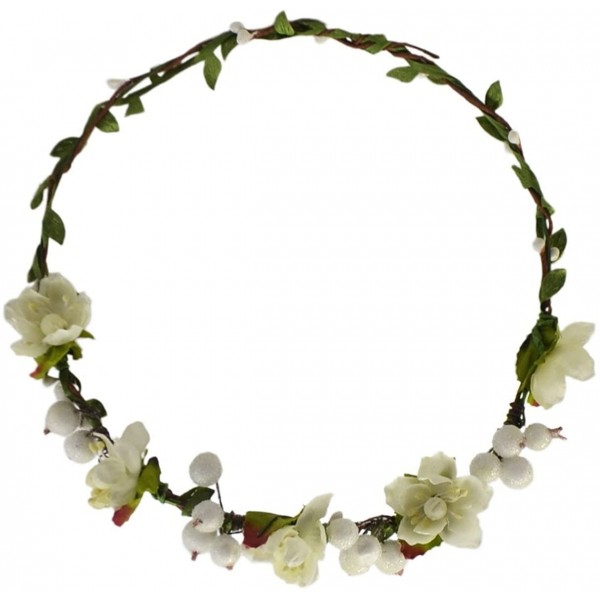 Headbands Flower Berries Crown Headband for Wedding Festivals HH7 - Ivory - CR12F6S99SB $11.02