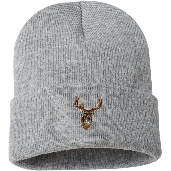 Skullies & Beanies Whitetail Deer Head Custom Personalized Embroidery Embroidered Beanie - Silver - CH12N4SOLNW $13.14