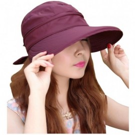Sun Hats Womens Casual Wide Brim 2in1 UV Traveler Summer Golf Sun Hat - Purplish Red - CQ11ZCIJIKF $20.96