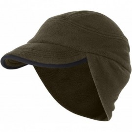 Skullies & Beanies Winter Warm Skull Cap Outdoor Windproof Fleece Earflap Hat with Visor - Olive Green - CQ12N1TVL3W $8.60