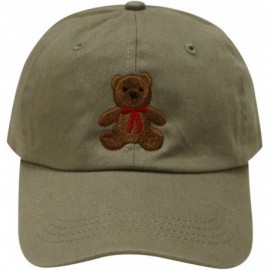 Baseball Caps Teddy Bear Cotton Baseball Cap - Olive - CR12LC6Z1AF $14.65