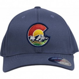 Baseball Caps Colorado Flag C Nature Flexfit 6277 Hat. Colorado Themed Curved Bill Cap - Navy - C918DHMIMTK $28.52