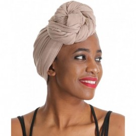 Headbands Solid Color Head Wrap & Scarf - Stretch Jersey Knit Hair Wrap- Long Turbans - W-black/Camel 2 Pack - CX18QNCK9G5 $2...