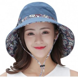 Sun Hats Women's Large Brimmed Summer Hat Foldable Garden Beach UV Protective Sun Hat - Navy_style 2 - CG18QN2IN30 $11.64