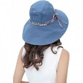 Sun Hats Women's Large Brimmed Summer Hat Foldable Garden Beach UV Protective Sun Hat - Navy_style 2 - CG18QN2IN30 $11.64