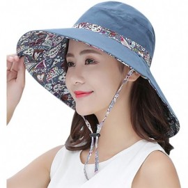 Sun Hats Women's Large Brimmed Summer Hat Foldable Garden Beach UV Protective Sun Hat - Navy_style 2 - CG18QN2IN30 $11.64