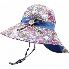 Sun Hats Women's Large Brimmed Summer Hat Foldable Garden Beach UV Protective Sun Hat - Navy_style 2 - CG18QN2IN30 $11.64