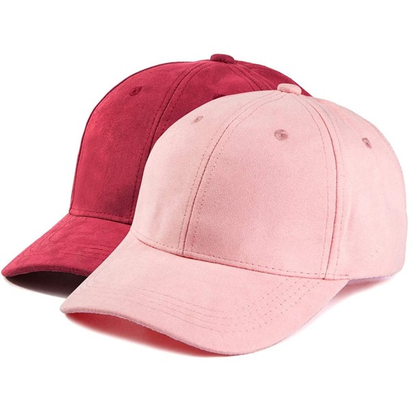 Baseball Caps Baseball Cap with Buttons for Hanging Dad Hat for Women Men Faux Suede Cap 2Pack - CD198H5KLGW $16.20