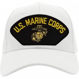 Baseball Caps US Marine Corps EGA Hat/Ballcap Adjustable One Size Fits Most (Black Patch) - White - CX18S6HL36L $43.69