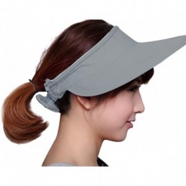 Sun Hats Women Wide Brim Visor Anti-UV Sun Protection 2 in 1 Summer Sun Hat Cap - Grey - CG12HEW0BN9 $12.67