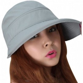 Sun Hats Women Wide Brim Visor Anti-UV Sun Protection 2 in 1 Summer Sun Hat Cap - Grey - CG12HEW0BN9 $12.67