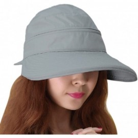 Sun Hats Women Wide Brim Visor Anti-UV Sun Protection 2 in 1 Summer Sun Hat Cap - Grey - CG12HEW0BN9 $12.67