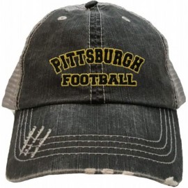 Baseball Caps Adult City of Pittsburgh Pennsylvania Football Embroidered Distressed Trucker Cap - Black/ Grey - CS18HZ26MYK $...