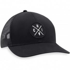 Baseball Caps CHI Hat - Chicago Trucker Hat Baseball Cap Snapback Golf Hat (Black) - CM18W4HHW53 $23.63