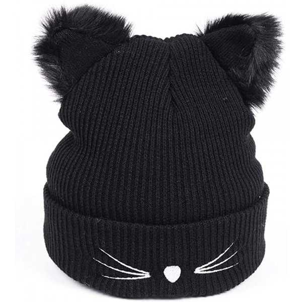 Skullies & Beanies Warm Winter Hat Knit Beanie Skull Cap Cuff Beanie Hat Winter Hats for Women - Black - 2 - CO18A4GQ9N0 $8.54