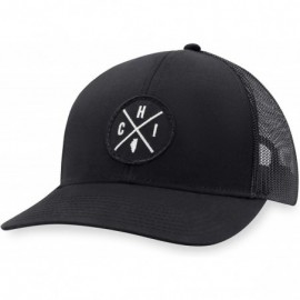 Baseball Caps CHI Hat - Chicago Trucker Hat Baseball Cap Snapback Golf Hat (Black) - CM18W4HHW53 $23.63