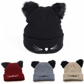 Skullies & Beanies Warm Winter Hat Knit Beanie Skull Cap Cuff Beanie Hat Winter Hats for Women - Black - 2 - CO18A4GQ9N0 $8.54