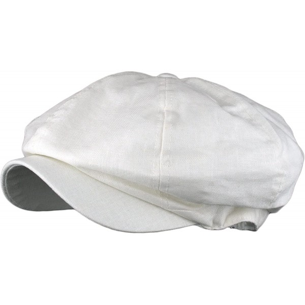 Newsboy Caps Men's Linen 8 Panel Applejack Gatsby newsboy IVY Hat - White - CG121X4USFP $10.86