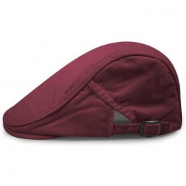 Newsboy Caps Men's 100% Cotton Solid Ivy Summer Newsboy Hats with Buckle - Burgundy - C818ESLHHUS $11.76