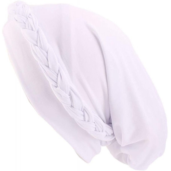 Skullies & Beanies Chemo Cancer Turbans Cap Twisted Braid Hair Cover Wrap Turban Headwear for Women - Single Braid a White - ...