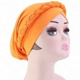 Skullies & Beanies Chemo Cancer Turbans Cap Twisted Braid Hair Cover Wrap Turban Headwear for Women - Single Braid a White - ...