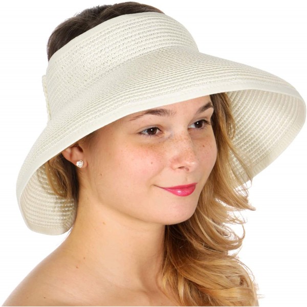 Visors Sun Visor Beach Golf Protection Cap Women Summer Beach Hat- Outdoor Sports - Wide Brim Ivory - CN18NUO7QYQ $12.15