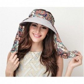 Sun Hats Women Sunhat Wide Brim Visor Hats Removable Neck Flap Cover Caps UPF 50+ - Lightgrey - CY18DN675U4 $28.54